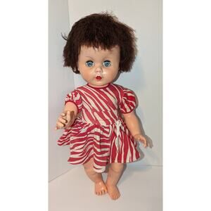 Vintage 20" Play Pal Type Vinyl Doll Marked 20-J-5 Rooted Hair Sleepy Eyes